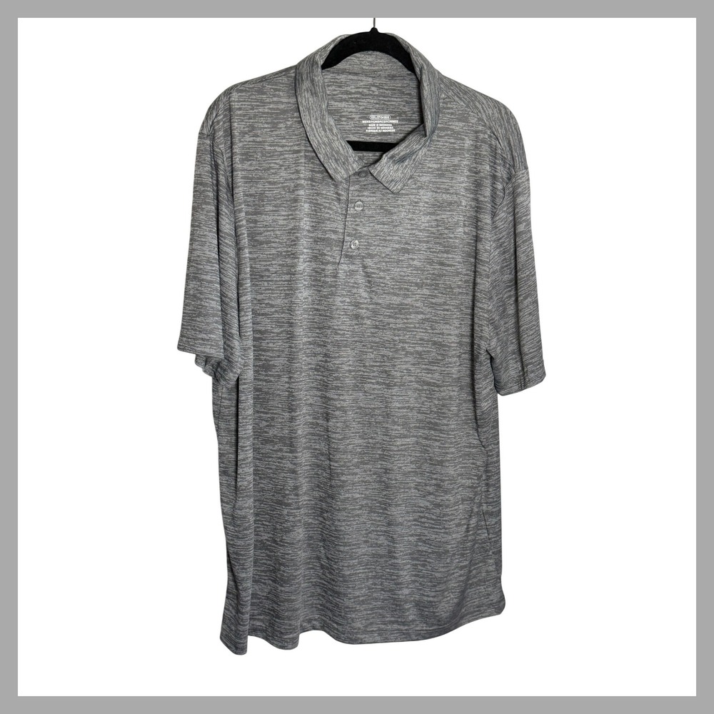 Old Navy Go-Dry Mens XXL Grey Space Dye Heathered Short Sleeve Active Polo Shirt